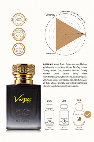 Fantazm Versus Extrait De Parfum 50 ml Kalıcı Unisex Cep Parfümü