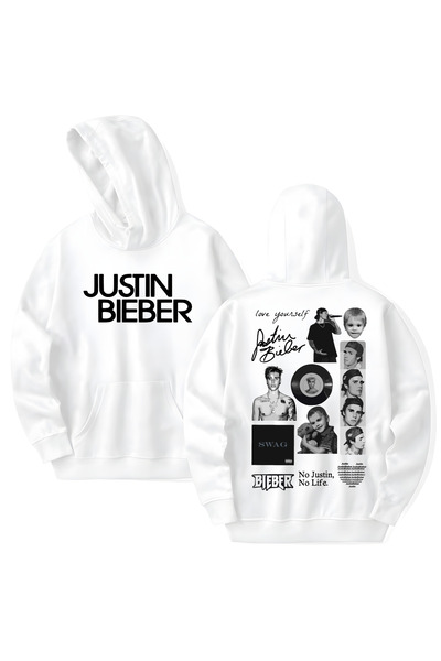 STİL-X Justin Bieber Printed Cotton Long Sleeve Hooded Sweatshirt with 3 Yarns