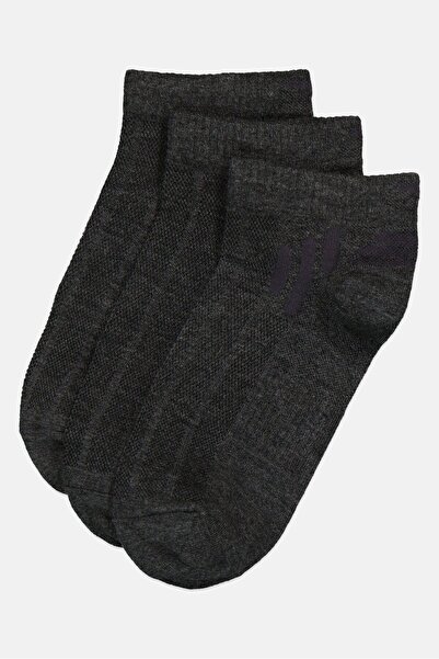 Anta Kids Boy 3 Pair Textured Ankle Socks, Grey