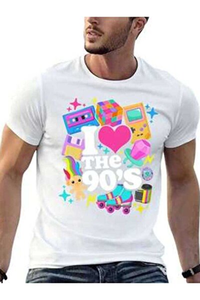 4Car T-Shirt With Retro 90s I Love The Costume, Anime Figures, Summer Clothin...