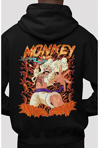 SEVBANO هودي قطني ممشط كبير الحجم للجنسين مطبوع عليه One Piece Monkey D. Luff...