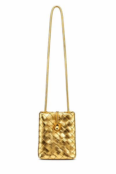 GZ GAIBAG Elsea Gold Örgü Desenli Ayarlanabilir Askılı Kadın Mini Çapraz Çanta