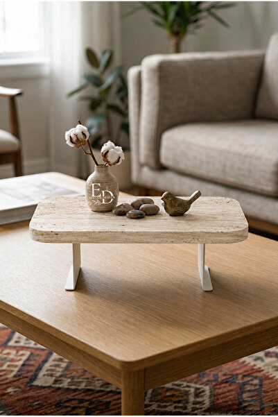 ED Efelez Design Tray, Metal Leg Organizer, Ponte Table Top Shelf, White Meta...