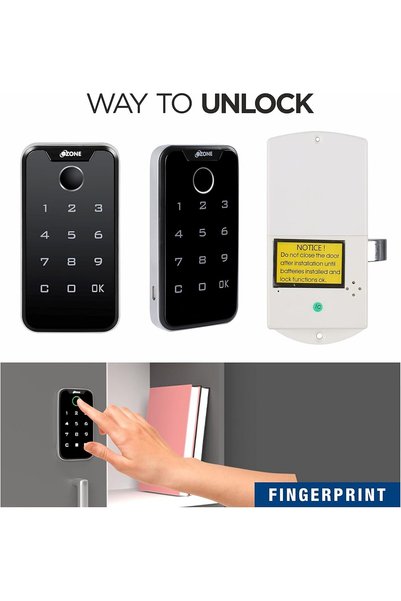 ozone Electronic Digital | Mobile App | Fingerprint | Password | RFID Card Furniture Lock (Black) (FINGERPRINT | PIN)