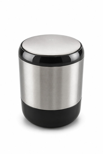 Condi Collection سلة مهملات معدنية بلاستيكية سعة 6 لتر - أسود وإنوكس
