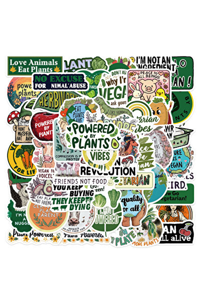 Choice1 50PCS 50-100PCS Vegan Themed Stickers, Green Plant Vegetable Fruit Ar...