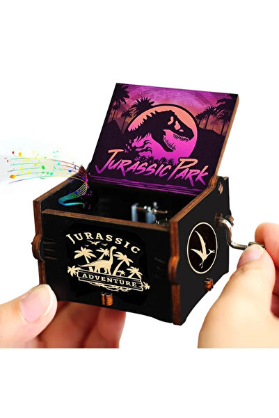 Choice13 Bandai Park 04 HOT Wooden Hand Crank Black Jurassic Park Music Box C...