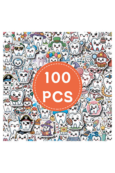 Choice 100 قطعة من ملصقات الأسنان الكرتونية - ملصقات أسنان لطيفة بتصميم طبيب ...