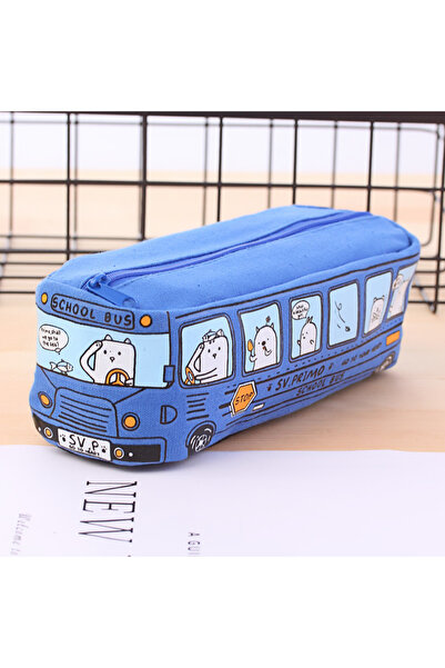 choice2 Dark blue Creative large capacity bus pencil case pencil case cartoon...