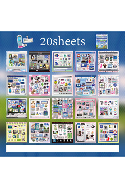 Choice S31975-2 Mr.Paper كتاب ملصقات مربع بـ 20 ورقة بنمط Y2K، ملصقات بنمط ال...