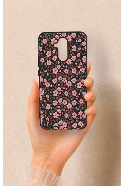 Vip Case Huawei Mate 20 Lite Uyumlu Mini Pembe Çiçek Desenli Silikon Kılıf