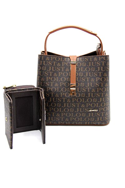 Just Polo New Season Brown Tan Bag and Wallet Set