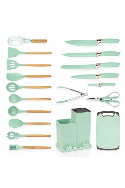 Velaris Set de ustensile de bucătărie din silicon premium, 19 piese, cu supor...
