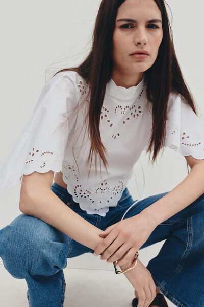 H&M Nakış İşlemeli Pelerin Üst