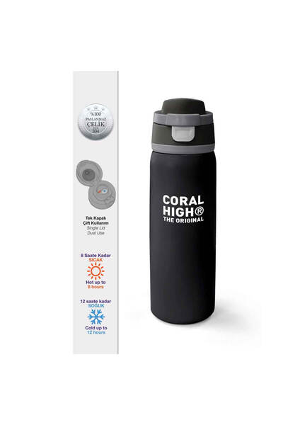 Coral High Siyah Çelik Termos Matara 800 Ml 38518