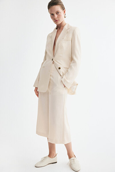 H&M Düğme Detaylı Gabardin Culotte Pantolon