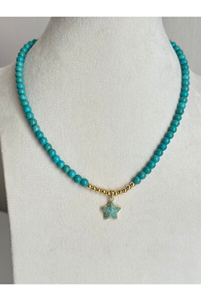 mibrillo Turquoise Bead Necklace Summer Trend Necklace