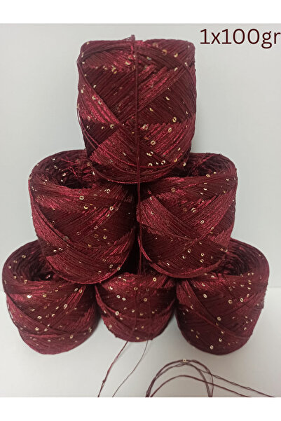 İPEK YÜN İPLİK DÜNYASI Viscose Mercerized Cotton Knitting Yarn (Burgundy, Bur...