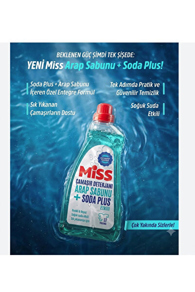 Genel Markalar MİSS ÇAMAŞIR DETERJANI ARAPSABUNU ETKİLİ 1500 ML