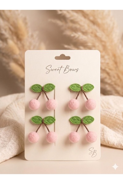 Laria Set of 4 Cherry Figured Hair Clips for Girls