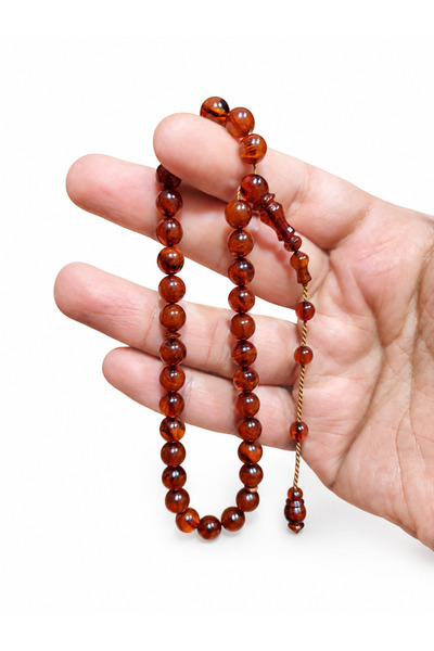 Budakoğulları Mışmışi Renk 7.5 mm Küre Kesim Osmanlı Hamur Sıkma Kehribar Tes...