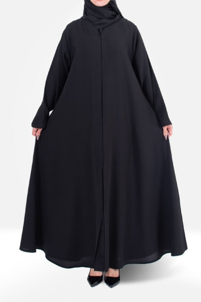 Abay-ti عباية نص كلوش سادة مع طقطق من الكريب الفاخر . معها طرحه مجانا