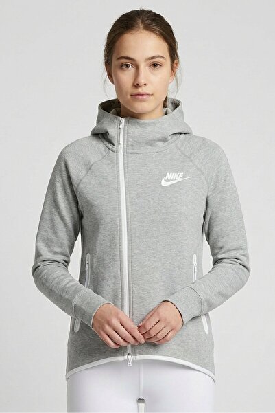 Nike Women Sportswear Fit Long Sleeve Outdoor Hoodie, Heather Grey