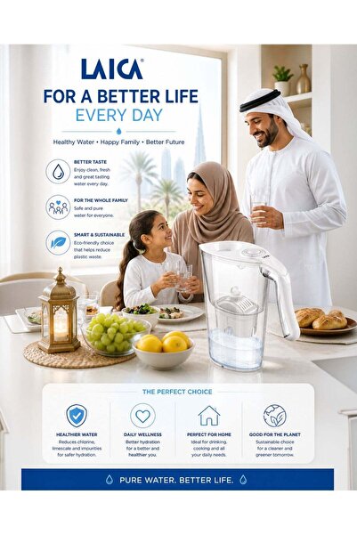 LAICA Water Filter Jug Carmen White 2.3L BPA Free Filter Pitcher with Bi-Flux...