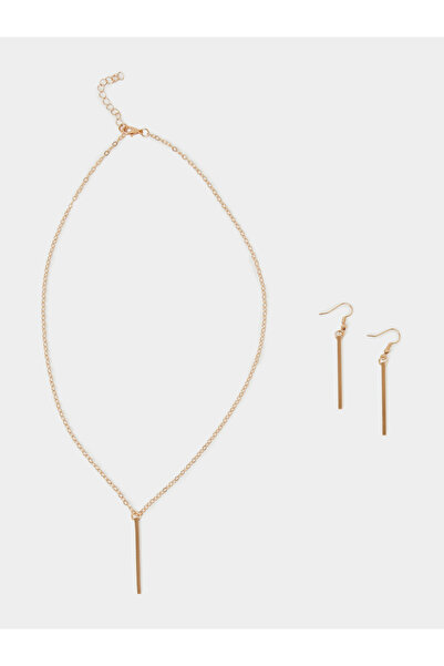 Styli Bar Drop Earrings and Necklace Jewelry Set
