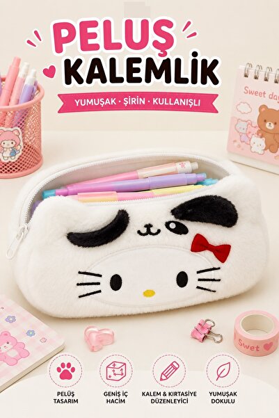 Kitchen Beauty Hello Kitty Peluş Kalemlik Kore Tarzı Büyük Kapasiteli Kalemli...