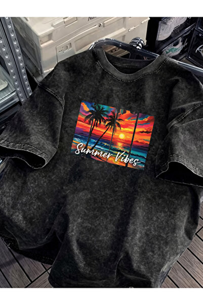 HOFFNUNG Unisex Oversize Vintage Washed Street Style Μόδα του δρόμου Βαμβακερ...
