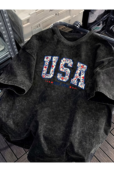 HOFFNUNG Unisex Oversize Vintage Washed Street Style Μόδα του δρόμου Βαμβακερ...