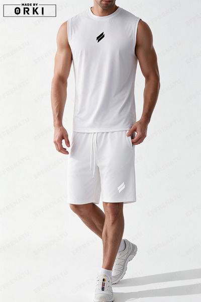 EFFRENATU Sport Printed Oversize Sleeveless Muscle-Fit T-Shirt & Shorts Track...