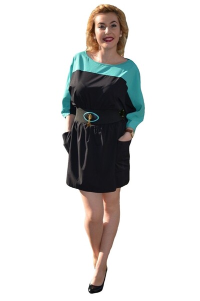OEM Rochie de lungime mini, de culoare negru-verde