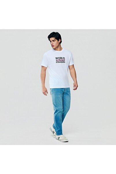 Giordano Men's Cotton Crew Neck Slim Print T-Shirt