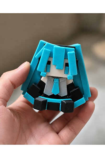 VRDCHLOE Hatsune Miku 3D Baskı Blok Tasarım Oturan Figür Masaüstü Biblo - Ani...