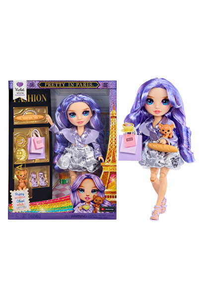 Rainbow High Papusa cu accesorii Violet Willow, seria Pretty in Paris,...