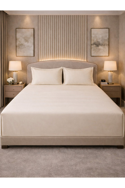 Mulberry Living By Styli 100% Cotton Giza King Flat Bedsheet 3-Pieces Set- Ivory