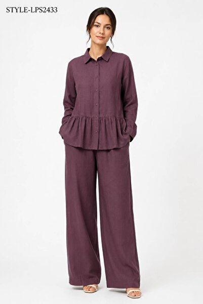 LINELLE Women's Relaxed Fit Linen Blend Co-Ord Set