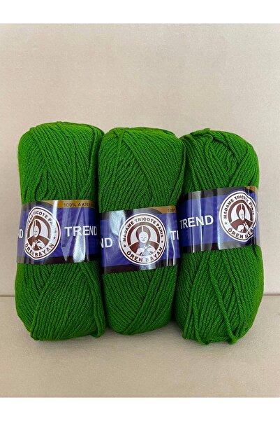 Ören Bayan Trend Knitting Yarn - 087 1 2172 Green - Price Is for 3 Pieces