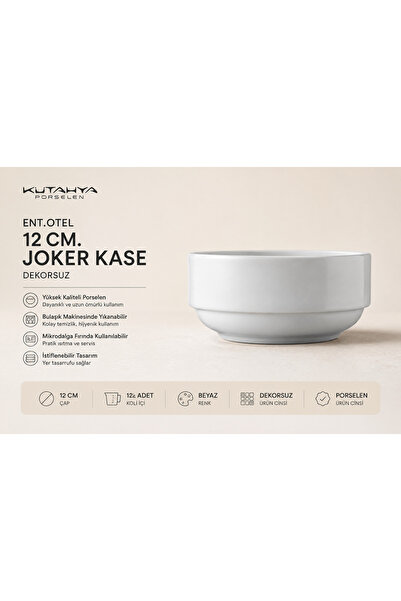 Kütahya Ent Otel Joker Bowl 12 cm White Plain Porcelain Soup Bowl