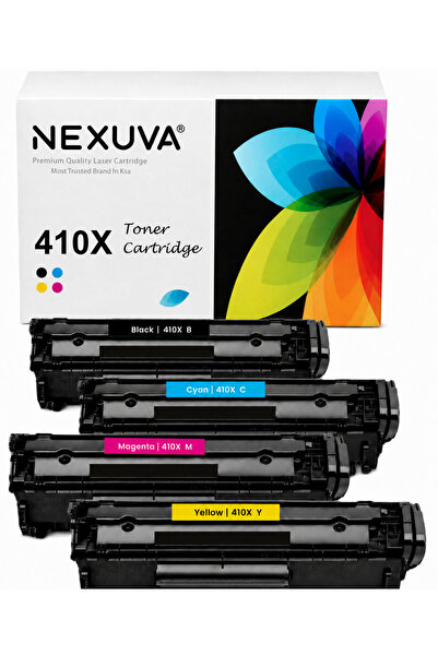 Nexuva مجموعة خراطيش حبر متوافقة HP 410X عالية الإنتاجية، 4 عبوات، أسود، سماو...