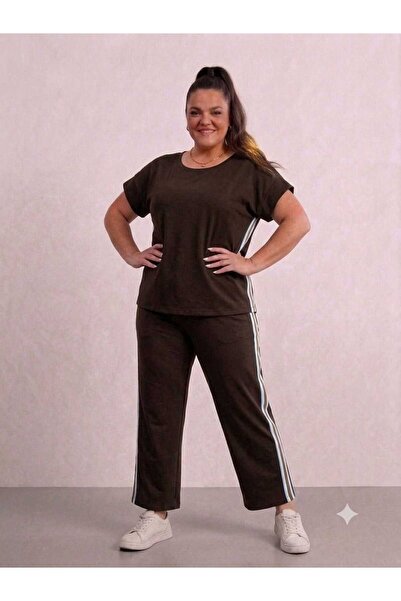 BKMODA276 ŞERİTLİ BÜYÜK BEDEN TAKIM