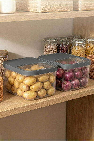 Universal 2'Li 12 LT Multibox Füme Kayar Kapaklı Saklama Kabı & Erzak Kabı & ...