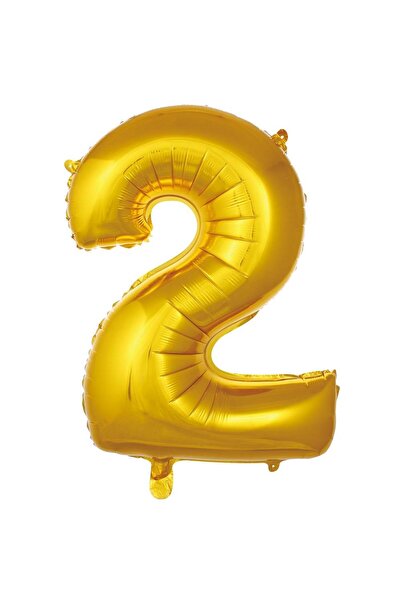Parti Dükkanı 16 Inch 36 cm Gold 2 Number Foil Balloon Birthday Age Balloon P...