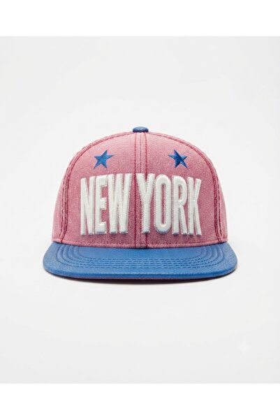 Fonem Fo-Cap 008 Premium "New York" Hip Hop Snapback Şapka - Yıkamalı Kırmızı...