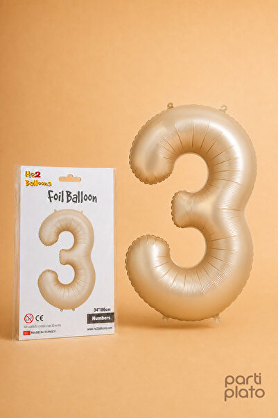 He2 Balloons بالون كراميل فويلي على شكل رقم 3 مقاس 86 سم، بالون بلون الكراميل...