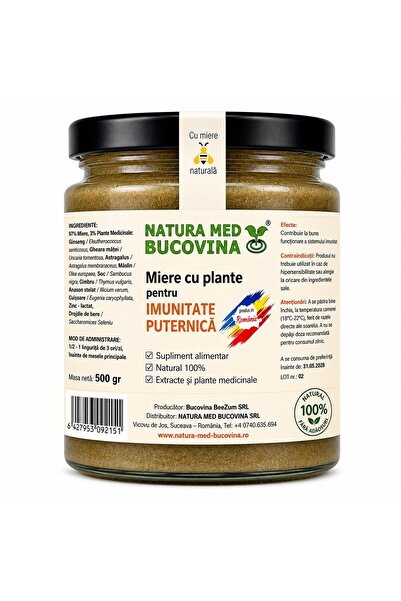Natura Med Bucovina Miere cu plante aromatice pentru IMMUNITATE PUTERNICĂ - 500g