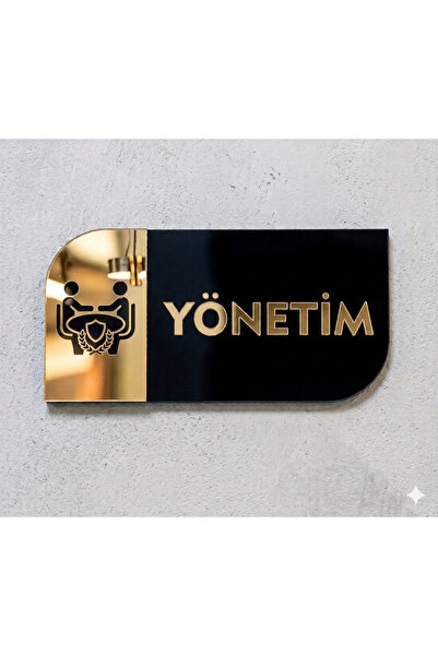Ronson Yönetim Kapı Tabelası | Kişiselleştirilebilir Siyah Pleksi Üzerine Gol...