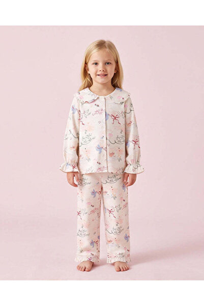 REDTAG Girls Ivory Printed Pyjama Set